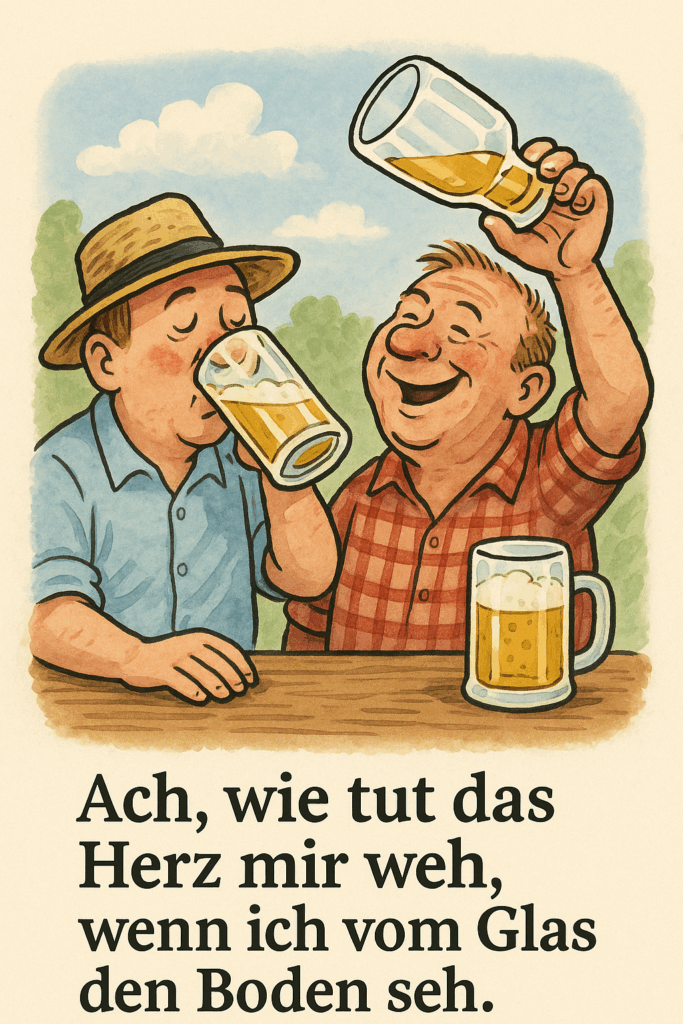 Friedrich und Freund beim Bechern