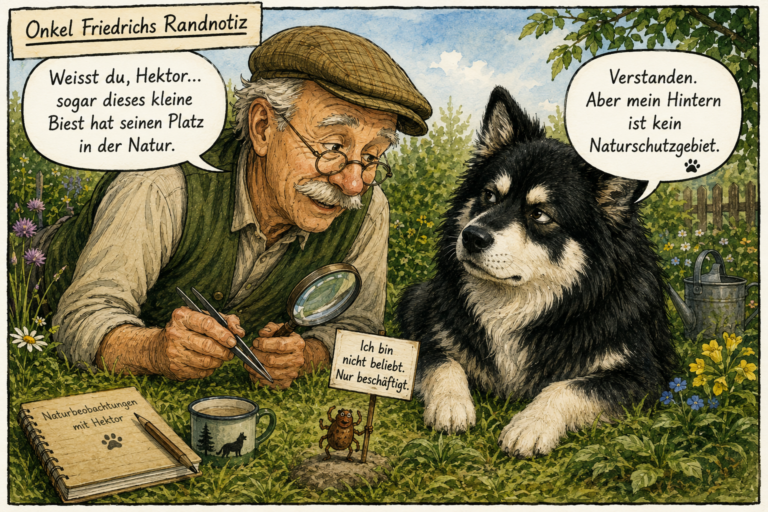 Onkel Friedrich und Hektor auf Zeckenjagd