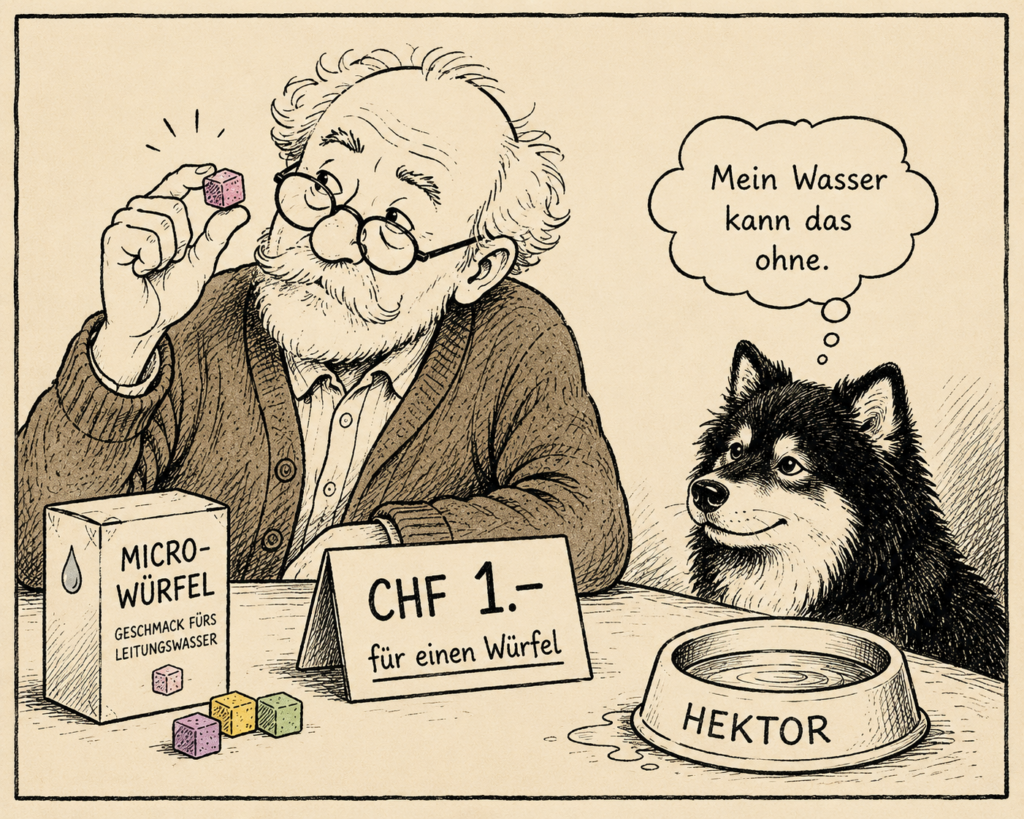 Onkel Friedrich und Hektor analysieren den Mikrowürfel.